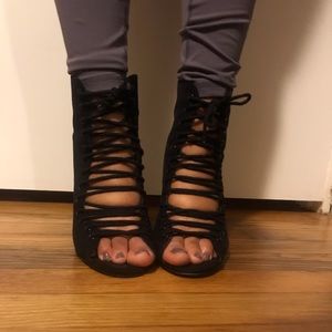 Black lace up Bootie